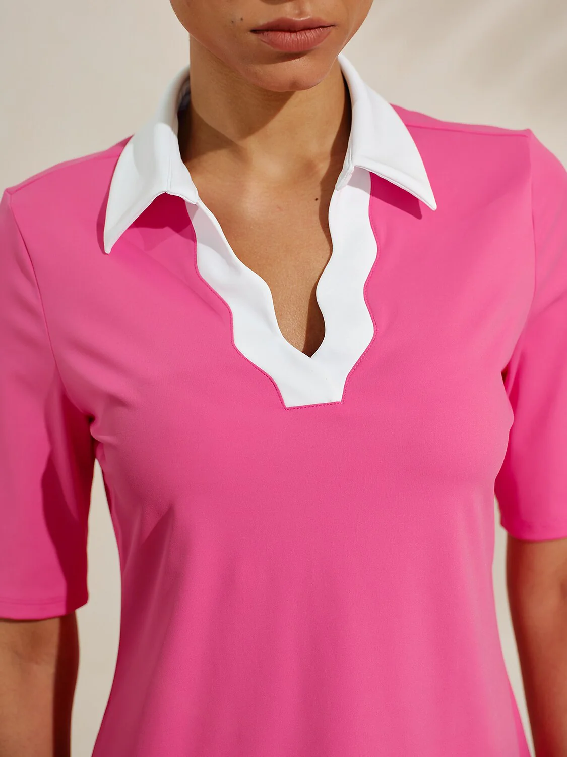 More Than Basic Half Sleeve Curve V-Neck Polo Top UPF50+ - Image 23