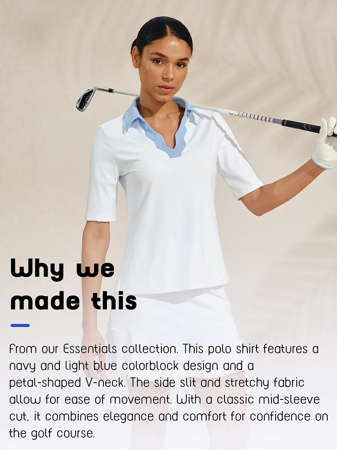 More Than Basic Half Sleeve Curve V-Neck Polo Top UPF50+ - Image 27