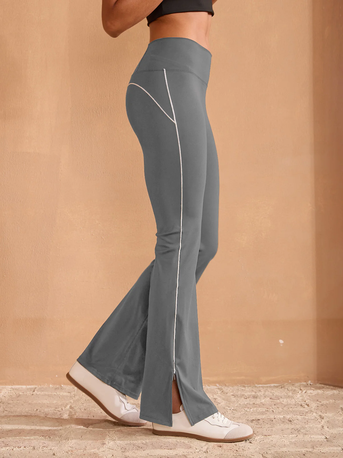More Than Basic High Waist 35 Inch Trimmed Flared Pants - Image 7