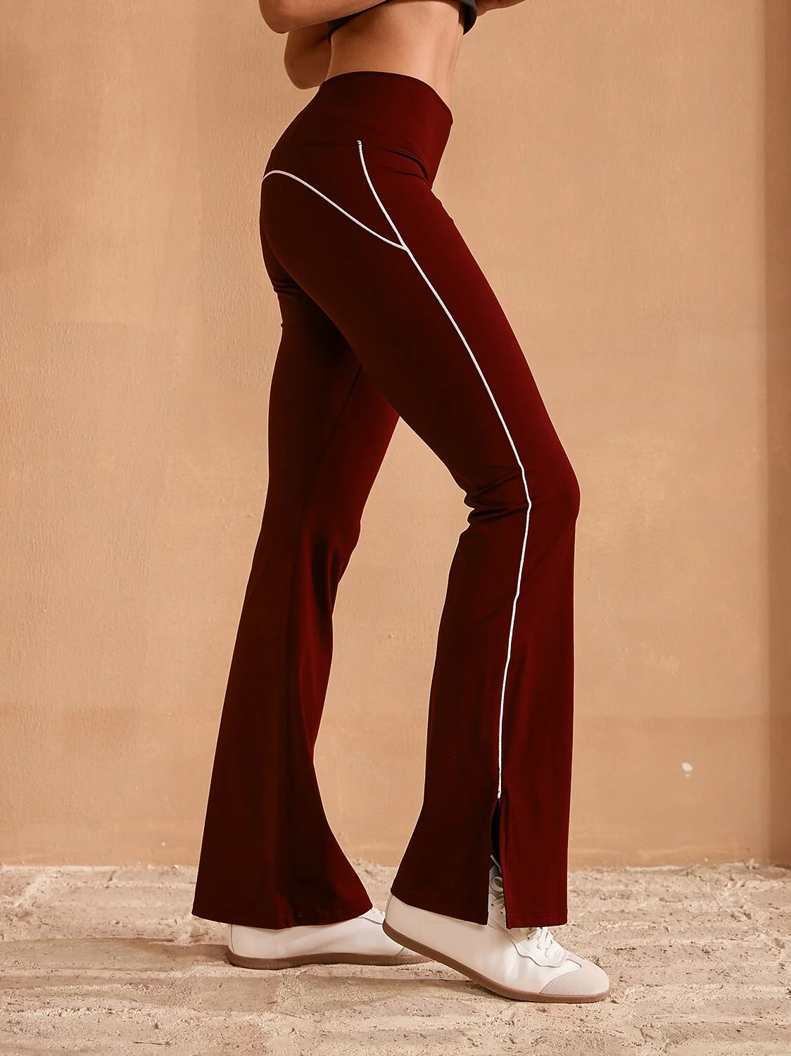 More Than Basic High Waist 35 Inch Trimmed Flared Pants - Image 15