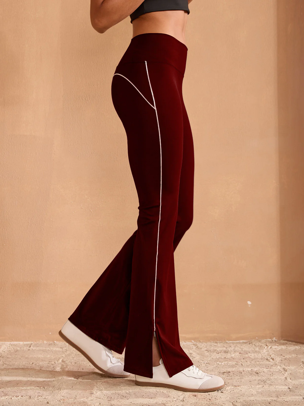 More Than Basic High Waist 35 Inch Trimmed Flared Pants - Image 16