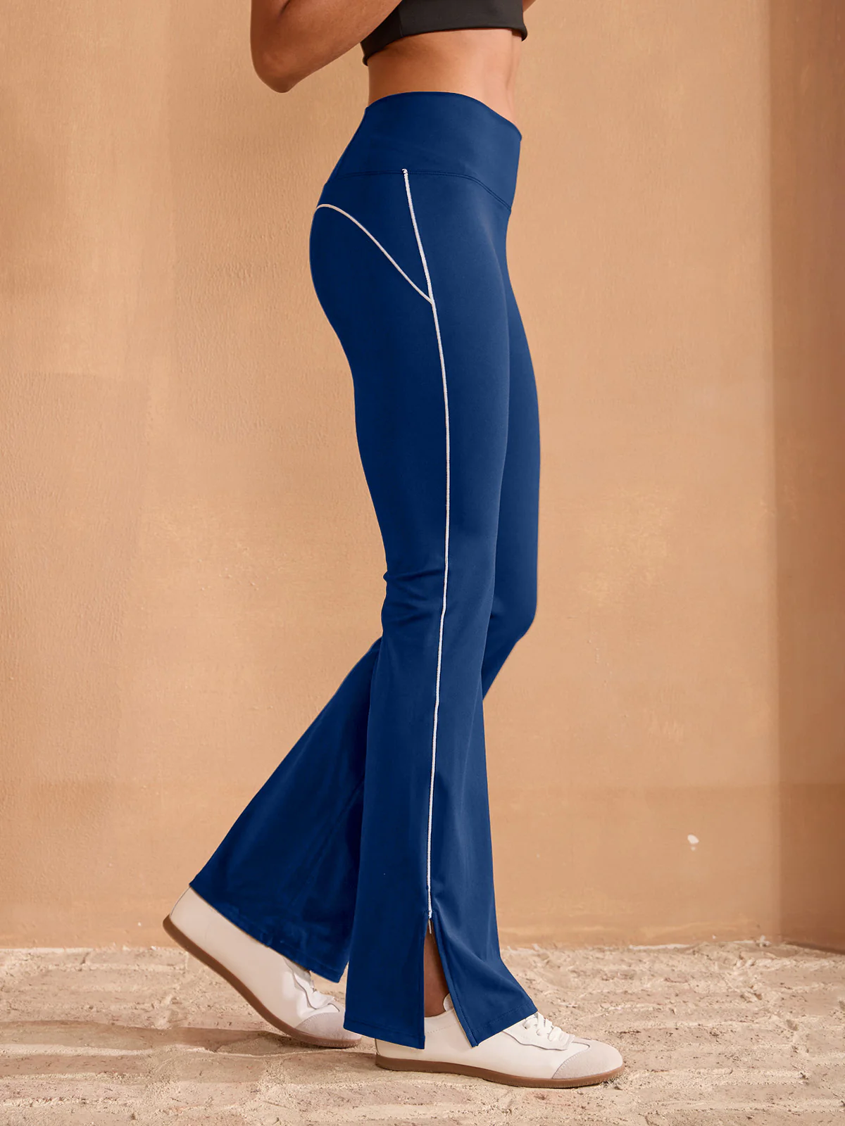 More Than Basic High Waist 35 Inch Trimmed Flared Pants - Image 13