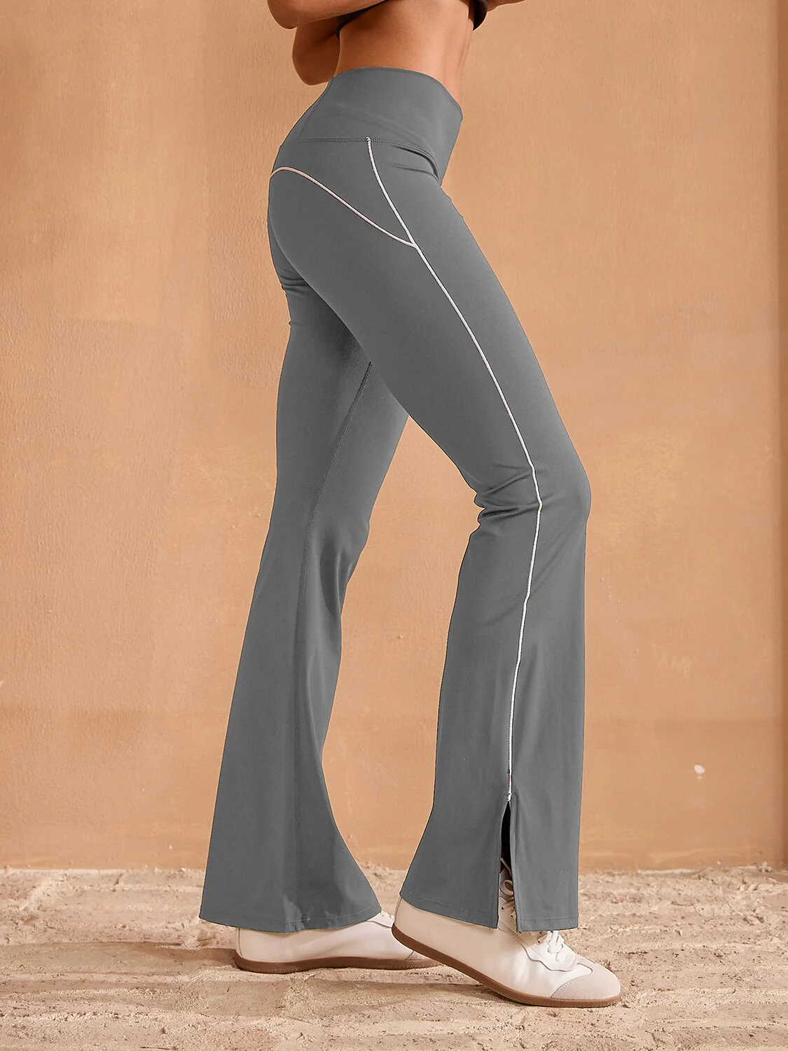 More Than Basic High Waist 35 Inch Trimmed Flared Pants - Image 6