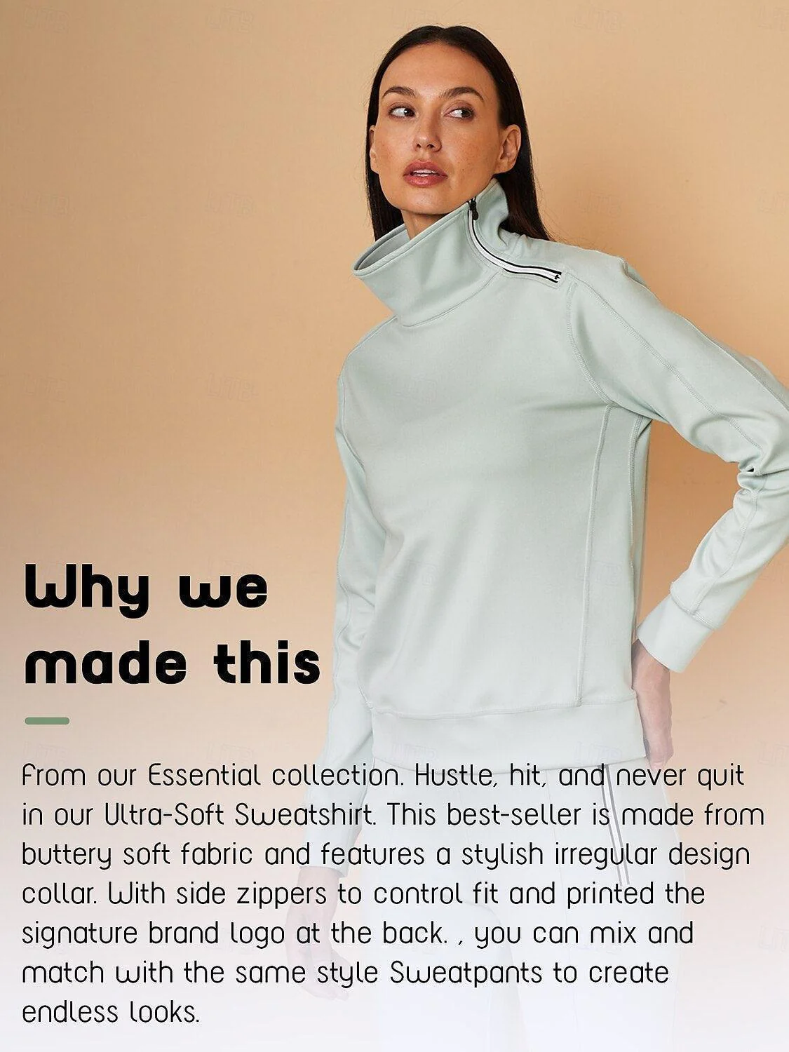 More Than Basic Irregular Collar Golf Sweatshirt - Image 5