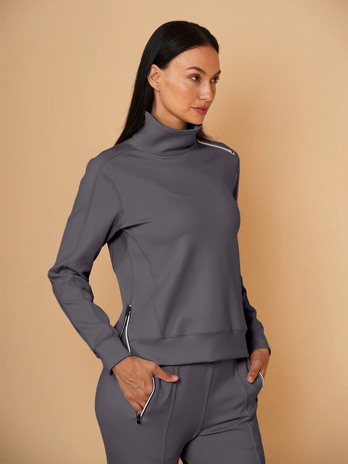 More Than Basic Irregular Collar Golf Sweatshirt - Image 2