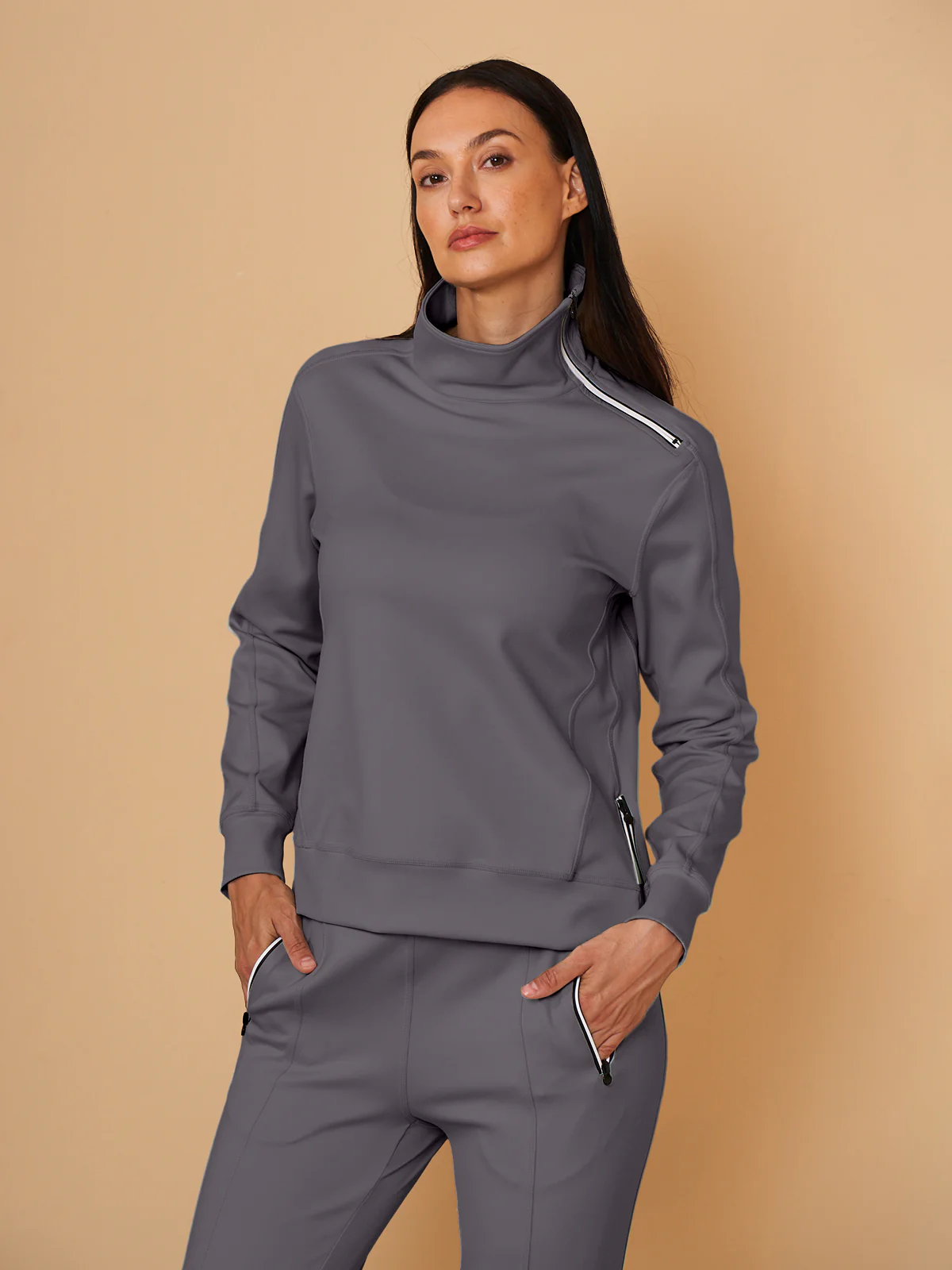 More Than Basic Irregular Collar Golf Sweatshirt - Image 3