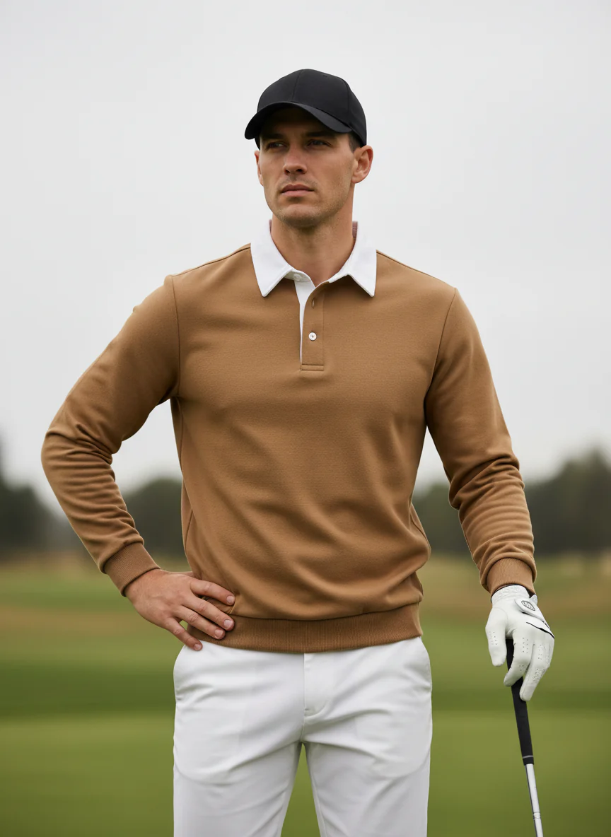 More Than Basic Men's Golf Button Up Collared Sweatshirt - Image 14