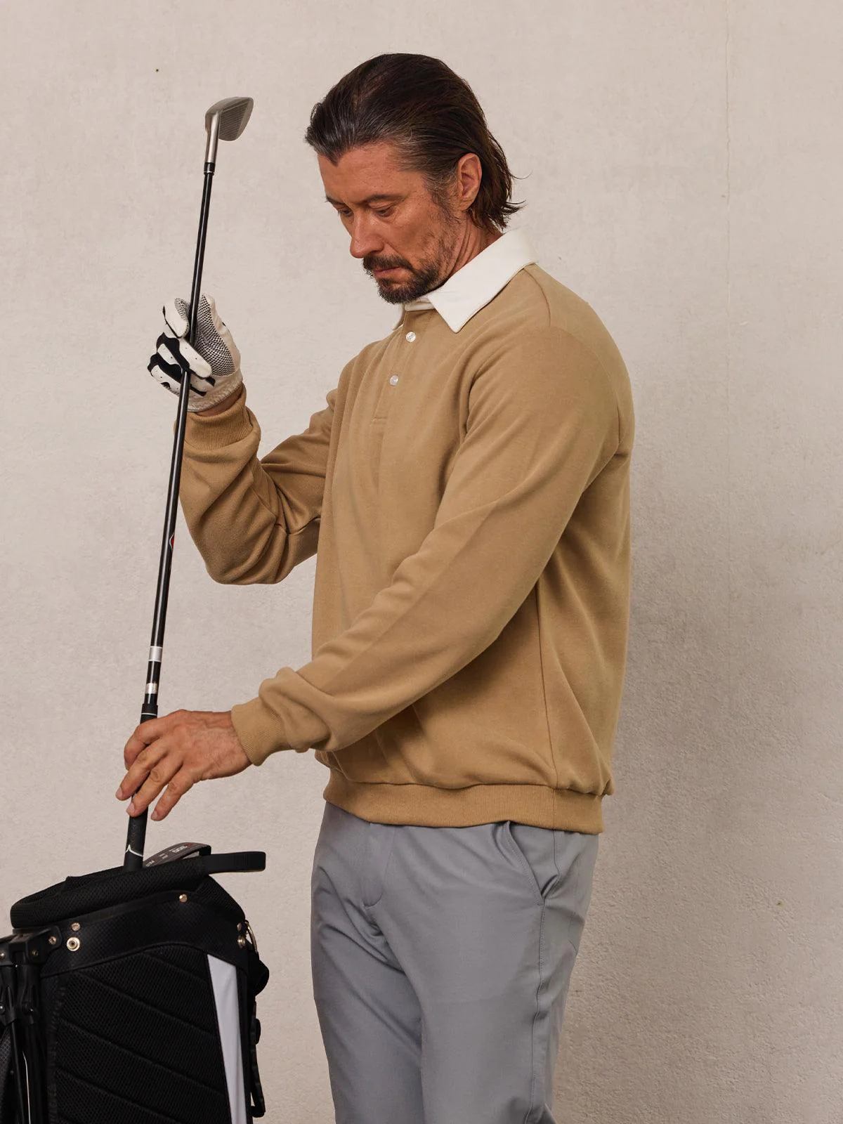 More Than Basic Men's Golf Button Up Collared Sweatshirt - Image 3