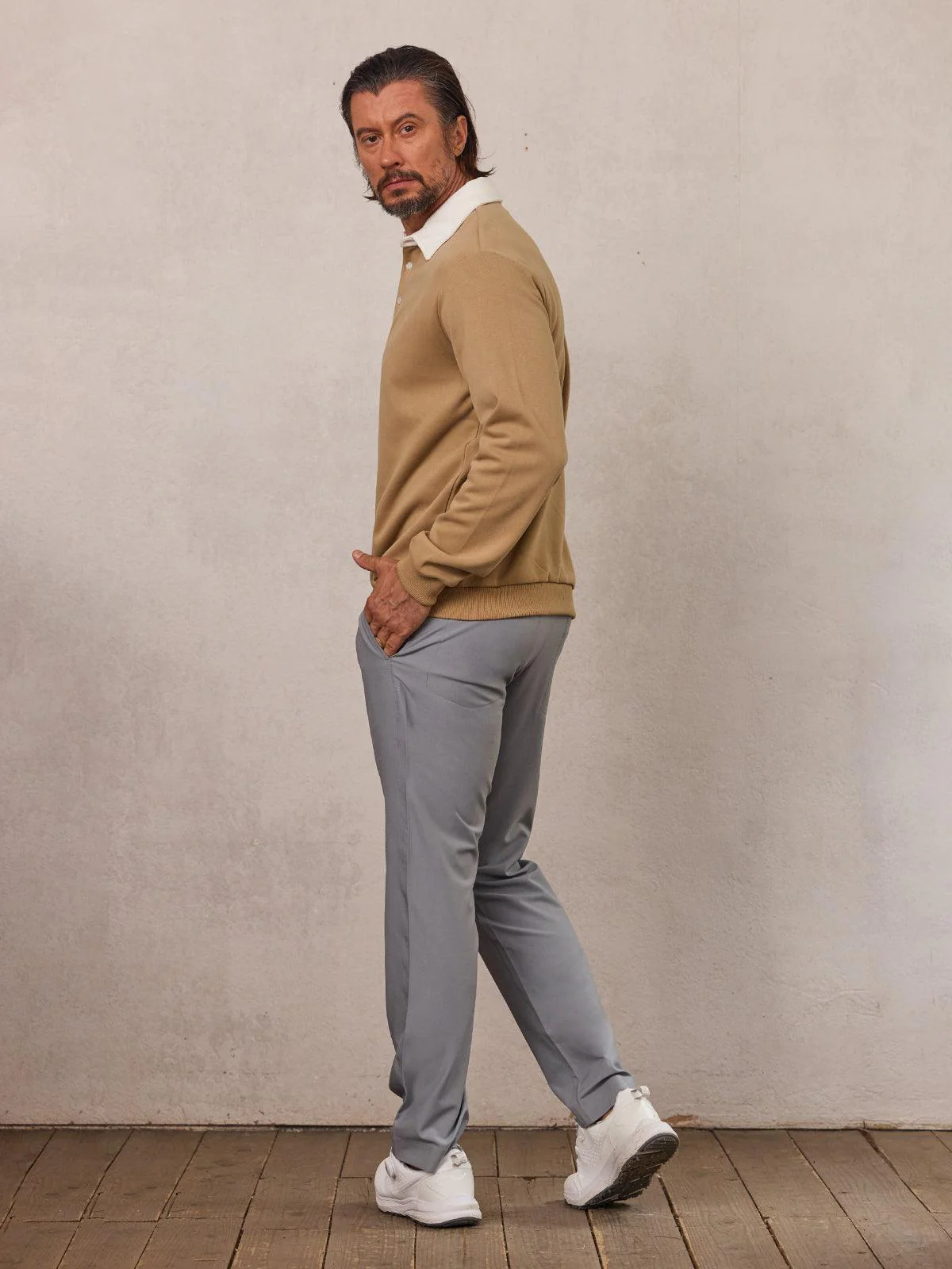 More Than Basic Men's Golf Button Up Collared Sweatshirt - Image 6