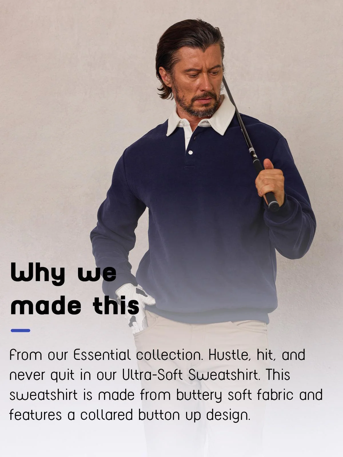 More Than Basic Men's Golf Button Up Collared Sweatshirt - Image 9