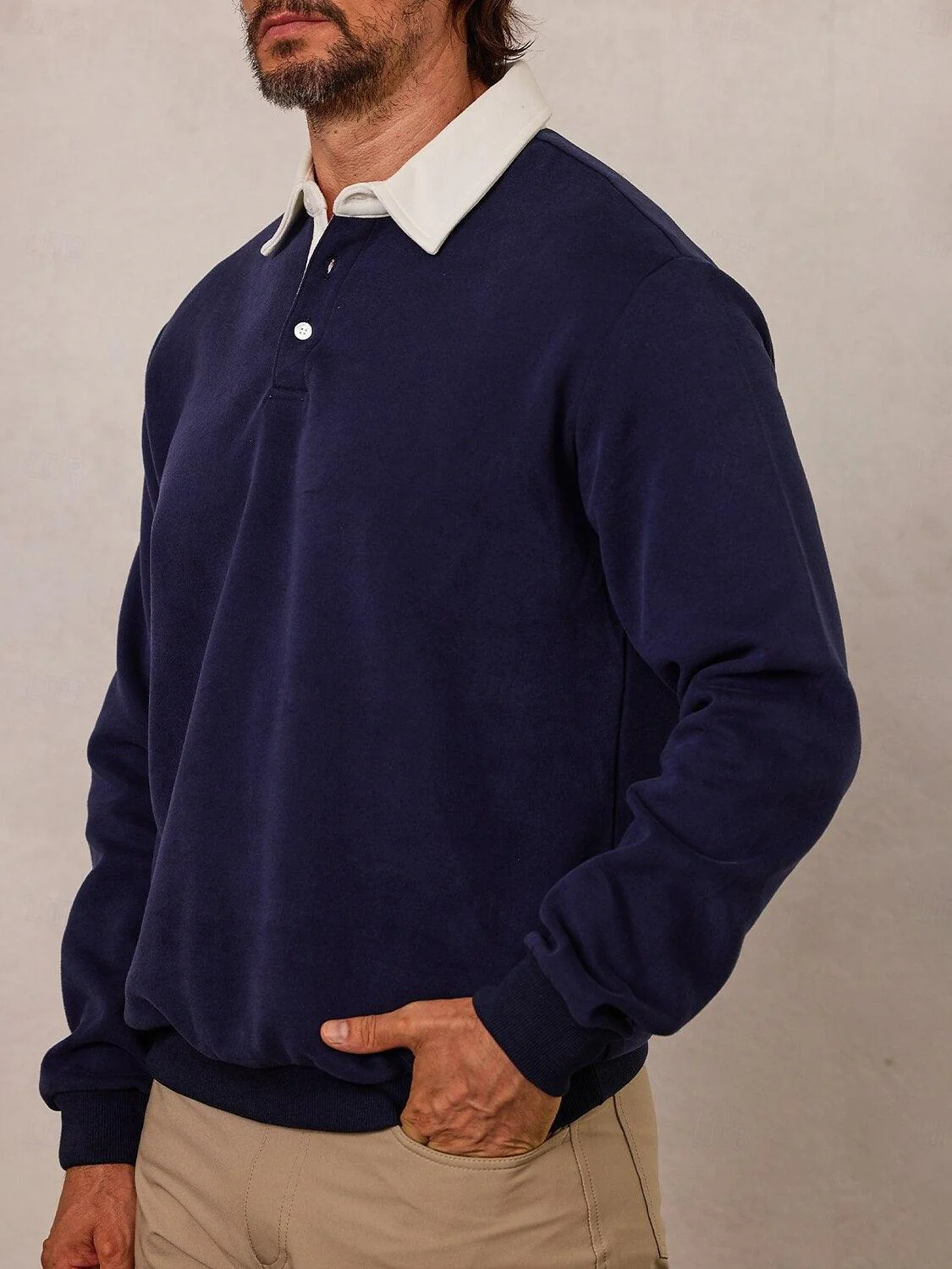 More Than Basic Men's Golf Button Up Collared Sweatshirt - Image 5