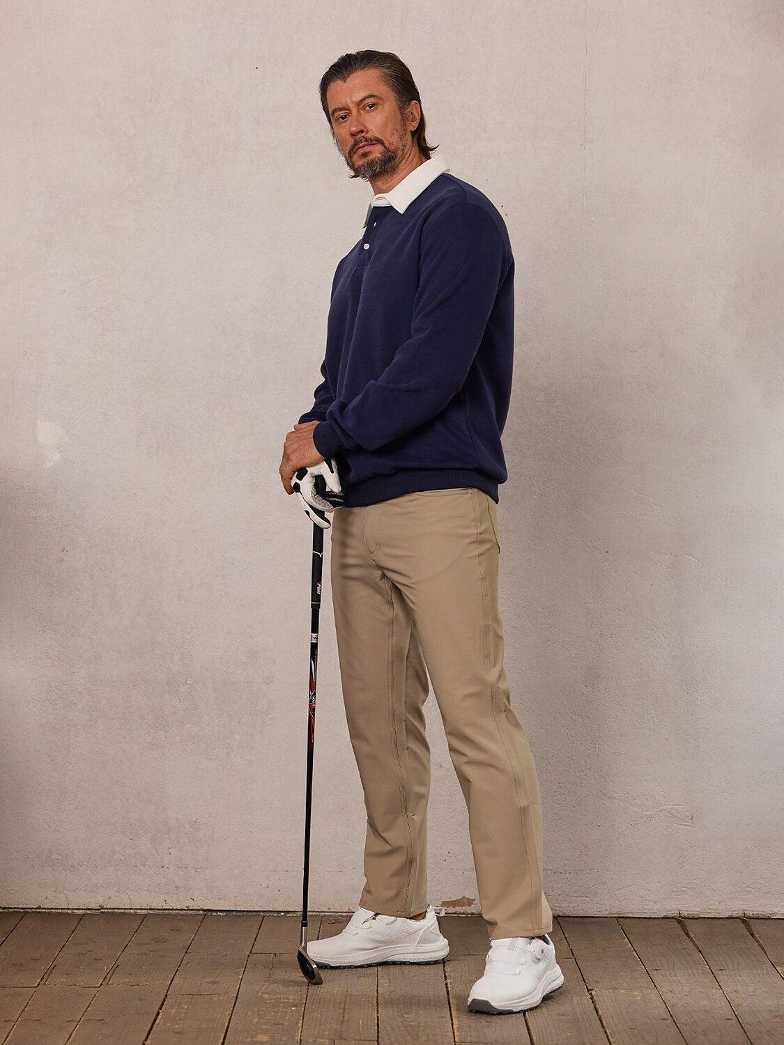 More Than Basic Men's Golf Button Up Collared Sweatshirt - Image 7