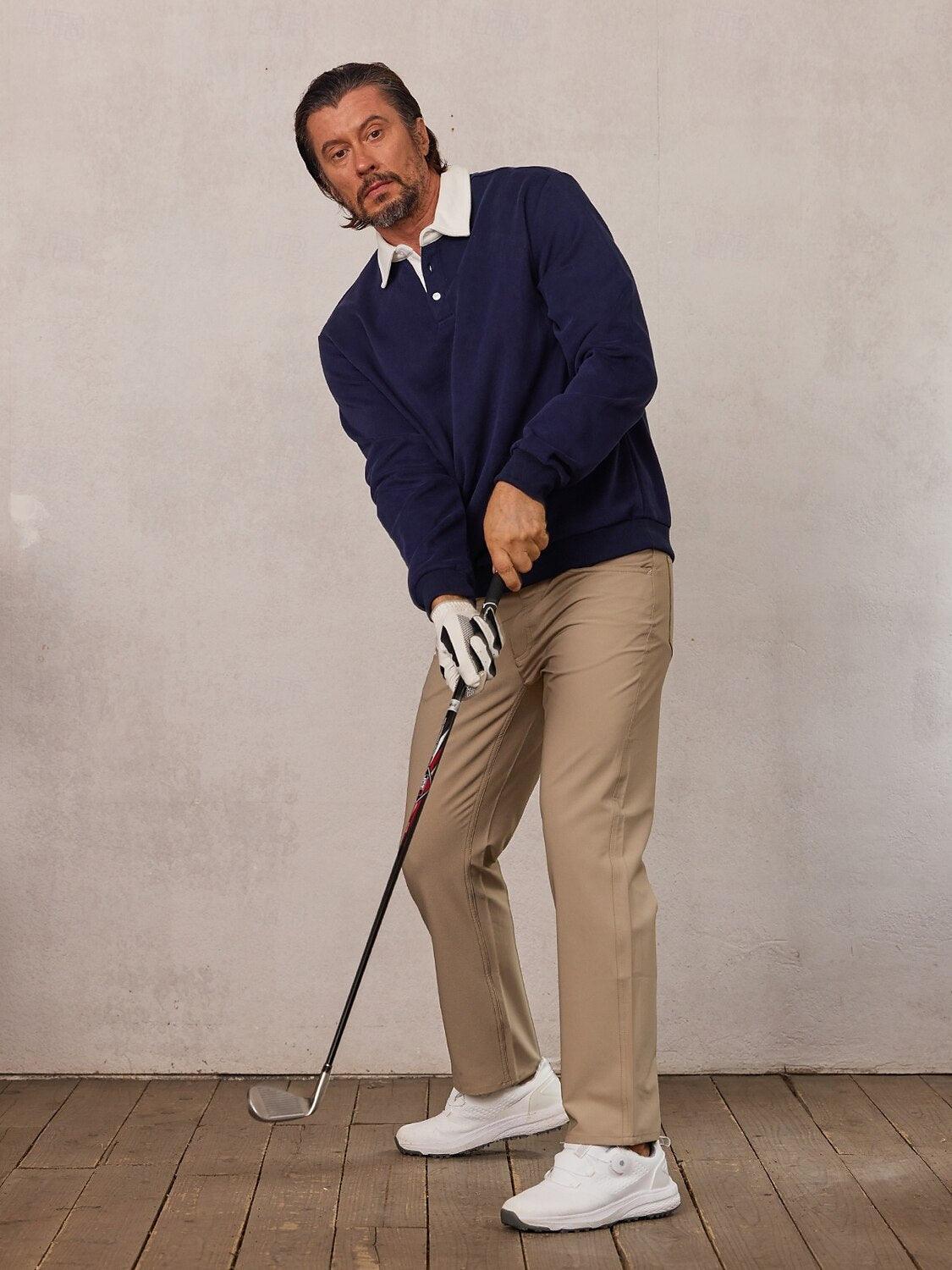 More Than Basic Men's Golf Button Up Collared Sweatshirt - Image 8
