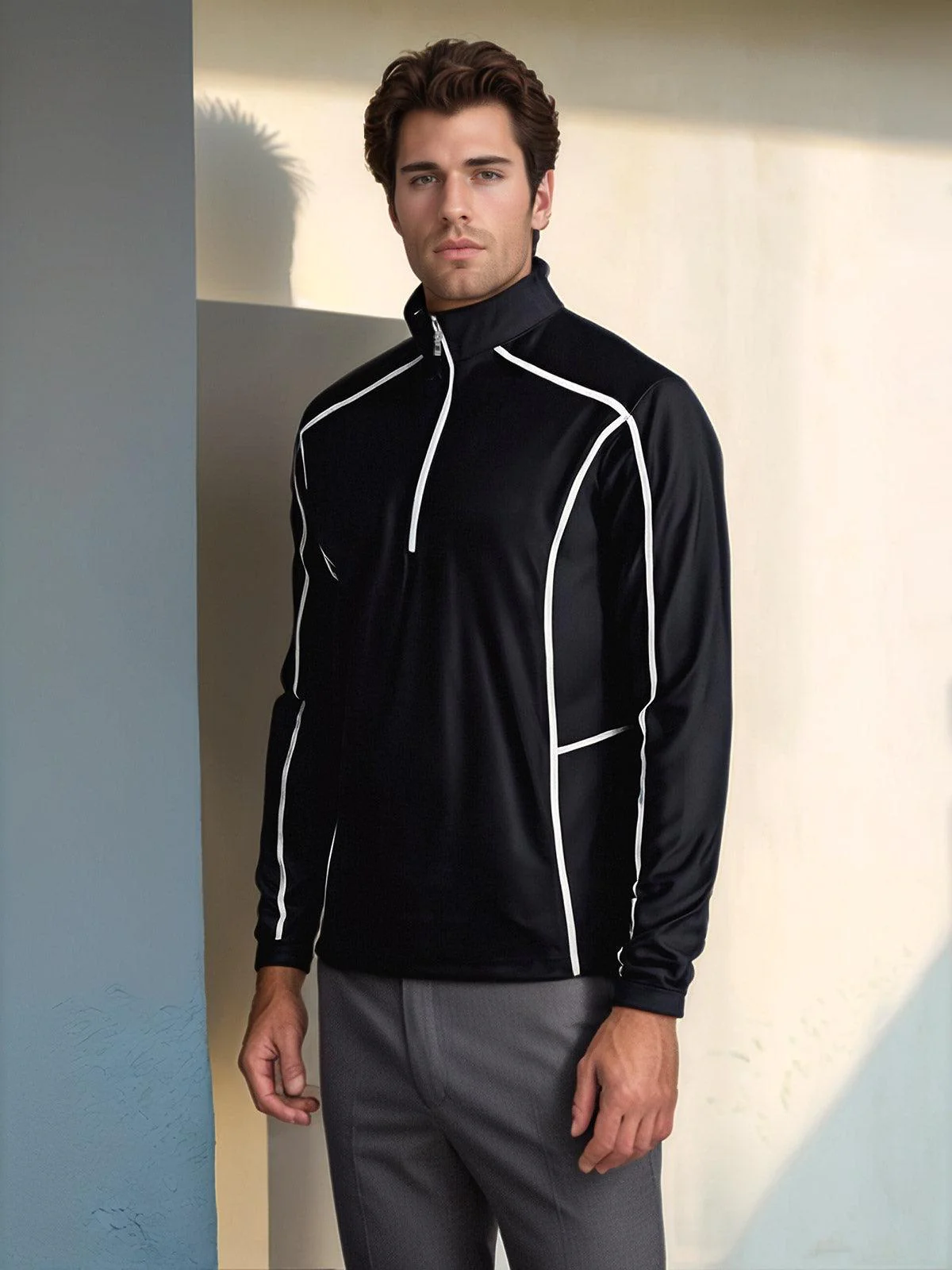 More Than Basic Men's Golf Shirt Quarterzip UPF50+ - Image 4