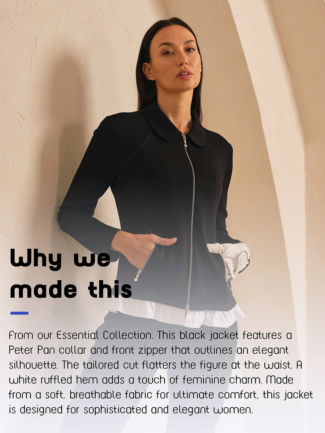 More Than Basic Peter Pan Collar Ruffle Golf Jacket - Image 5