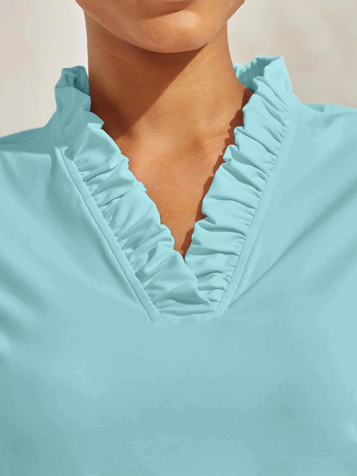 More Than Basic Ruffle V-Neck Polo Top UPF50+ - Image 3