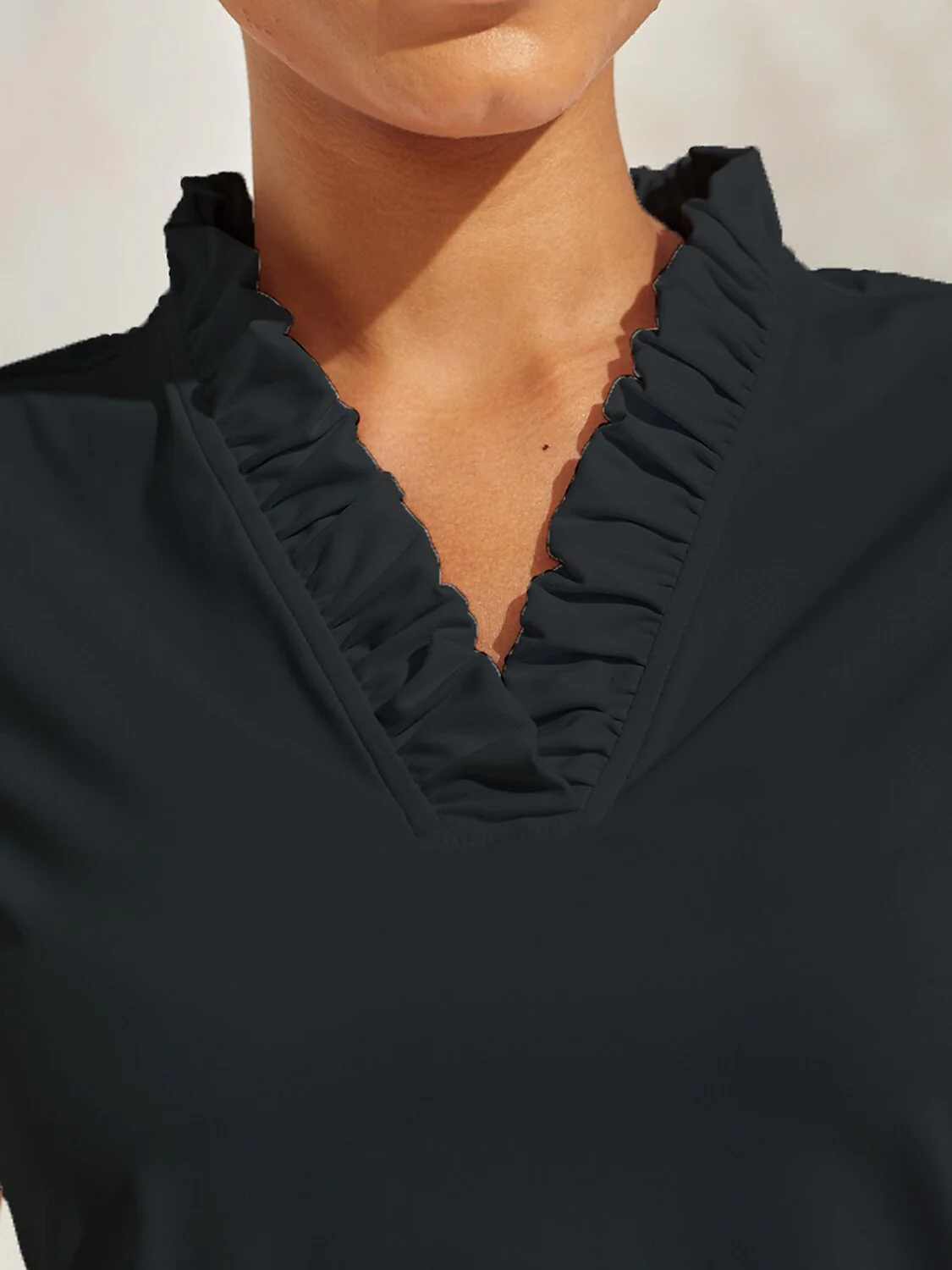 More Than Basic Ruffle V-Neck Polo Top UPF50+ - Image 3