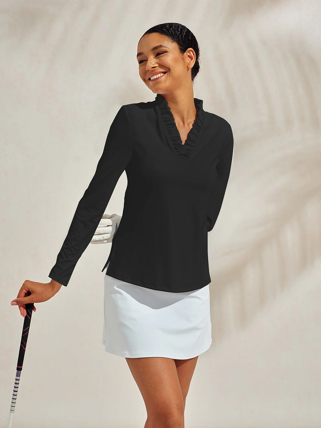 More Than Basic Ruffle V-Neck Polo Top UPF50+ - Image 8
