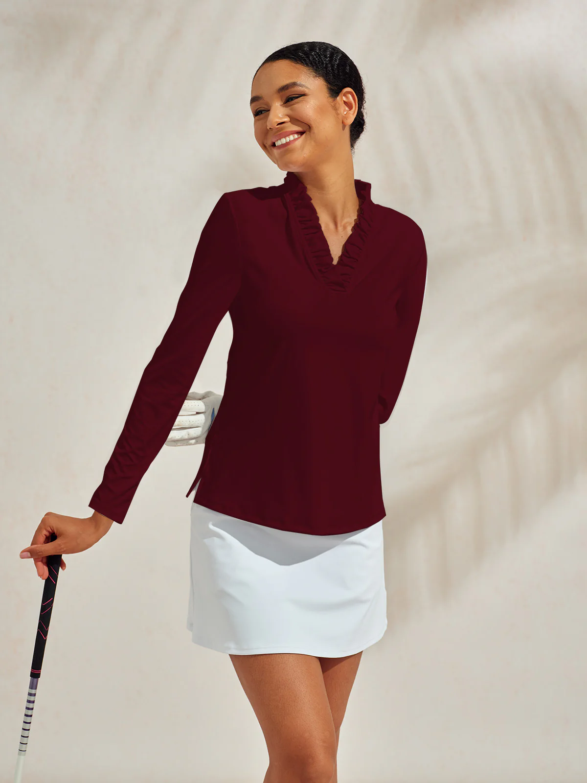 More Than Basic Ruffle V-Neck Polo Top UPF50+ - Image 7