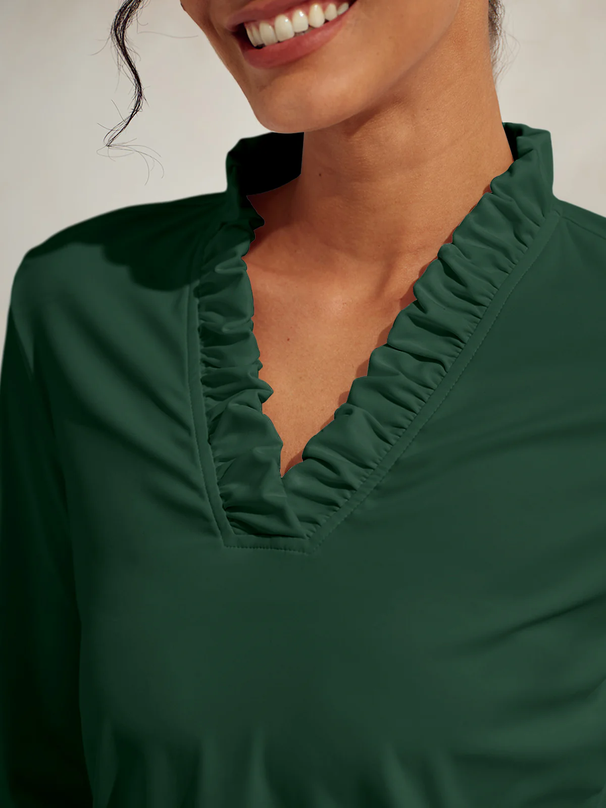 More Than Basic Ruffle V-Neck Polo Top UPF50+ - Image 3