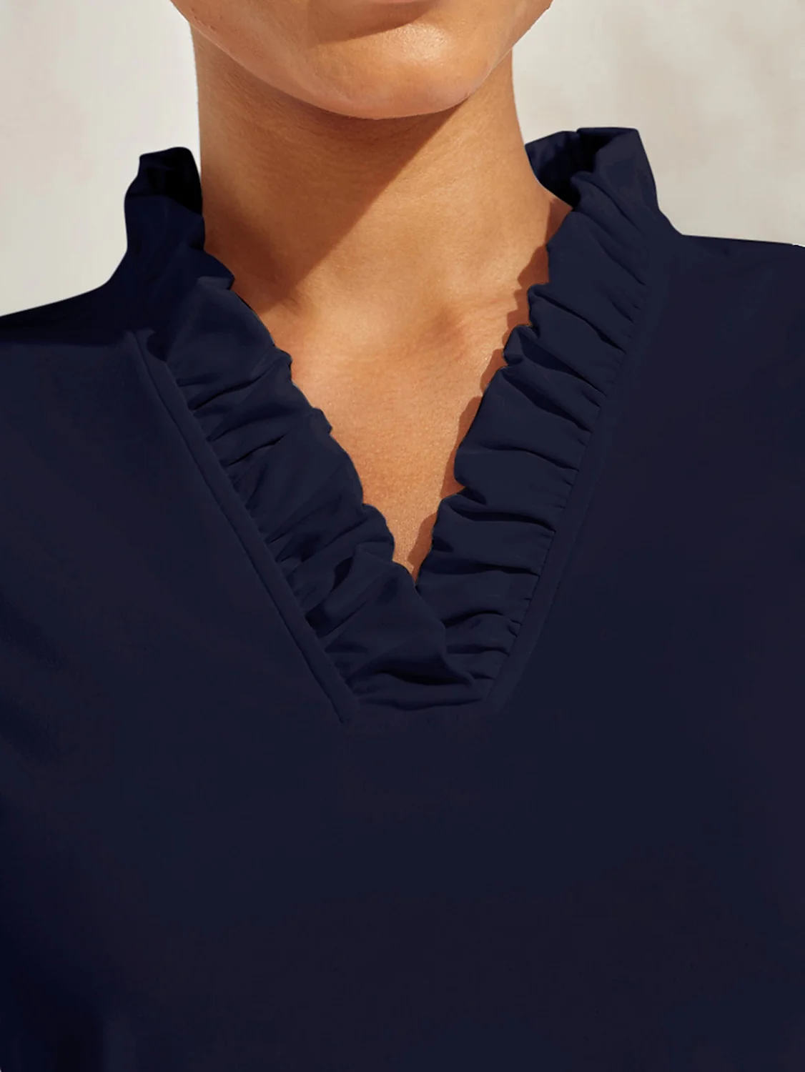More Than Basic Ruffle V-Neck Polo Top UPF50+ - Image 3