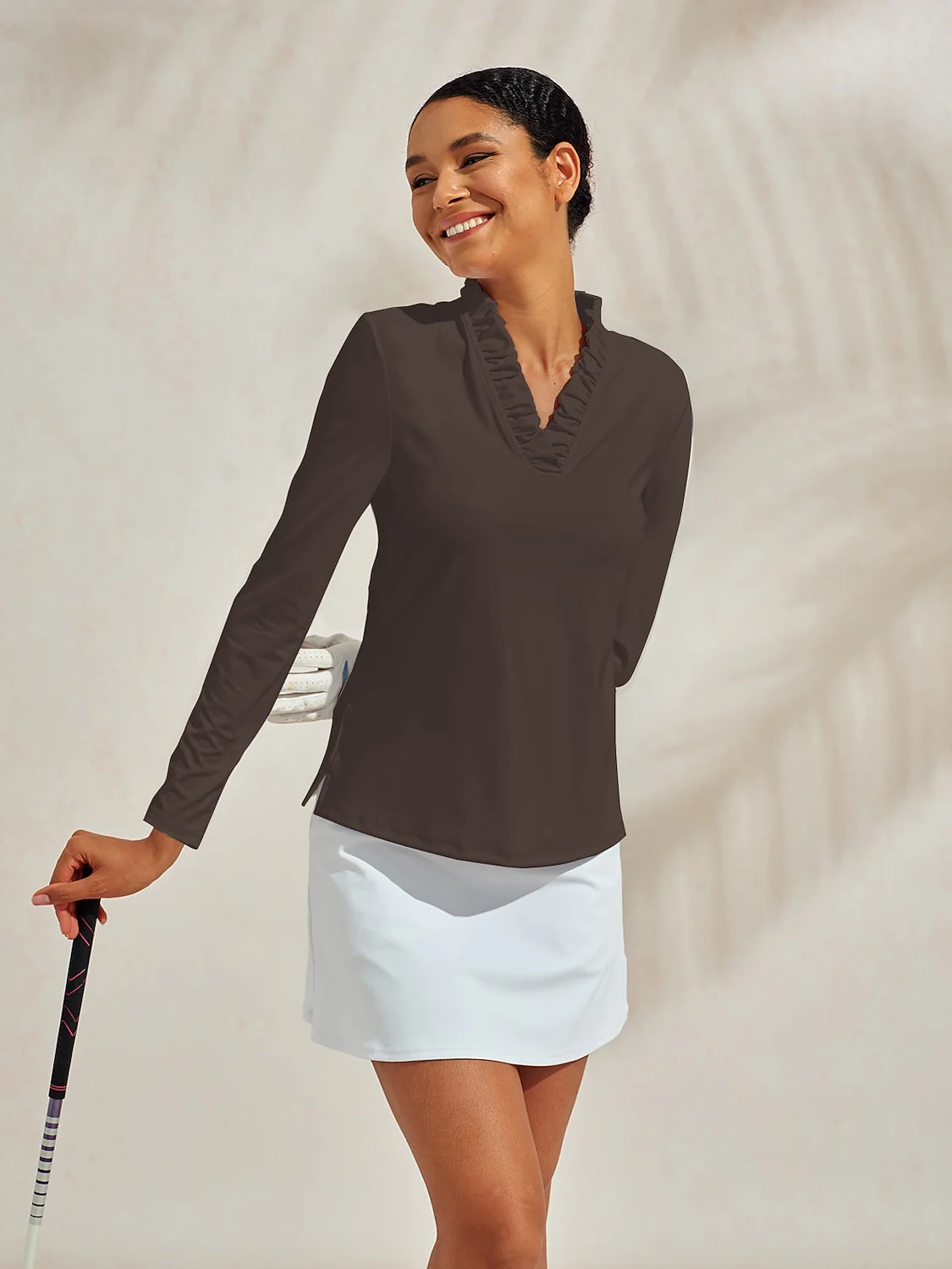 More Than Basic Ruffle V-Neck Polo Top UPF50+ - Image 17