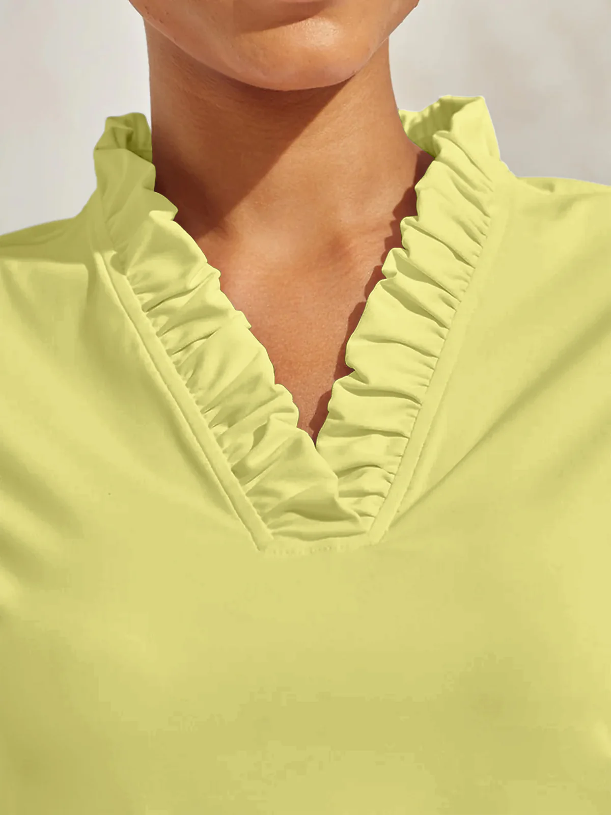 More Than Basic Ruffle V-Neck Polo Top UPF50+ - Image 3