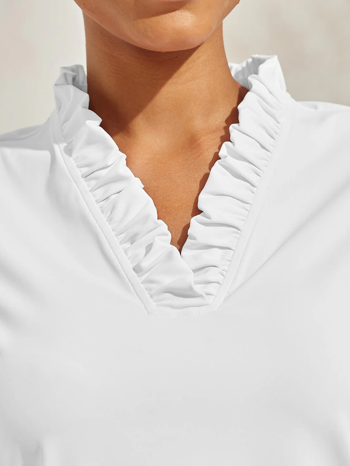 More Than Basic Ruffle V-Neck Polo Top UPF50+ - Image 3