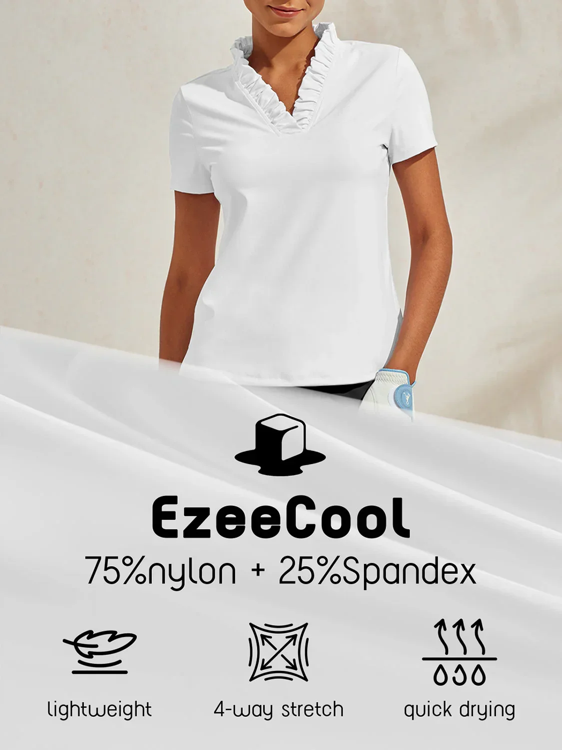 More Than Basic Ruffle V-Neck Polo Top UPF50+ - Image 13
