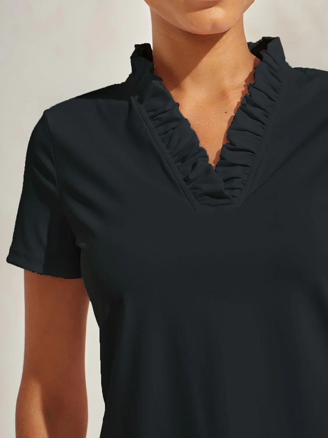More Than Basic Ruffle V-Neck Polo Top UPF50+ - Image 13