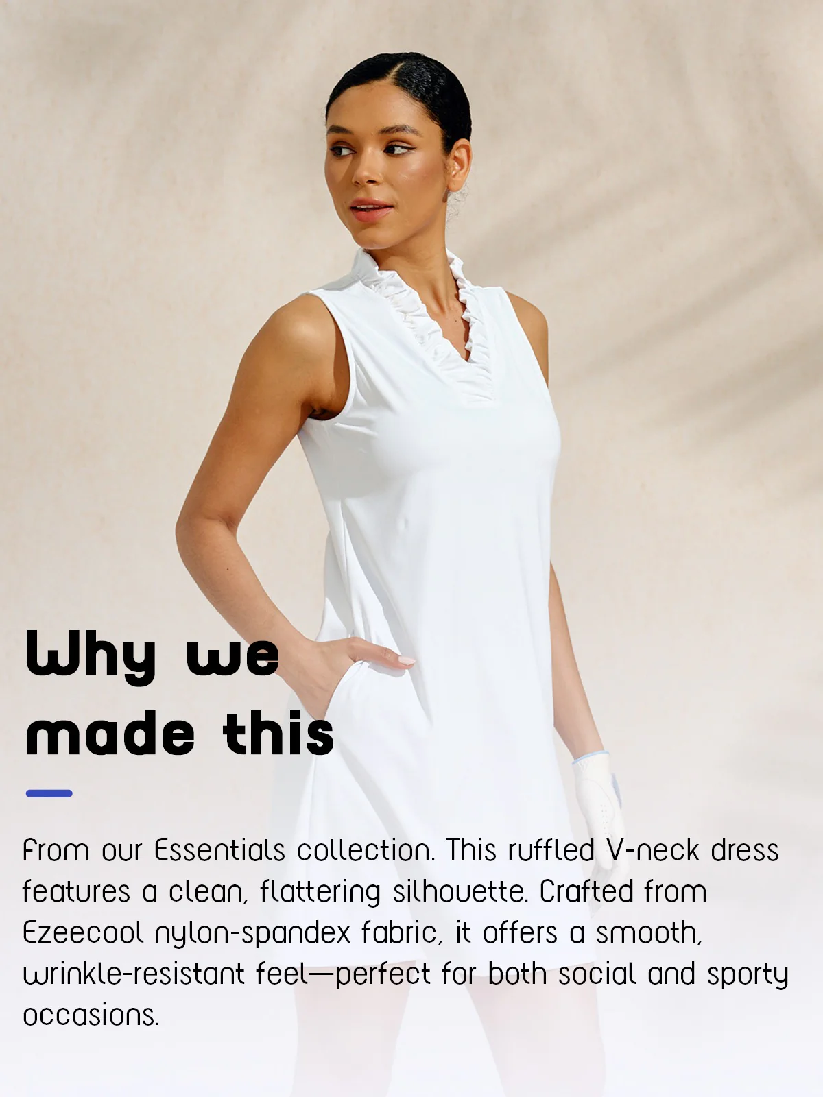 More Than Basic Ruffle V-Neck Sleeveless 36.5 Inch Dress UPF50+ - Image 7