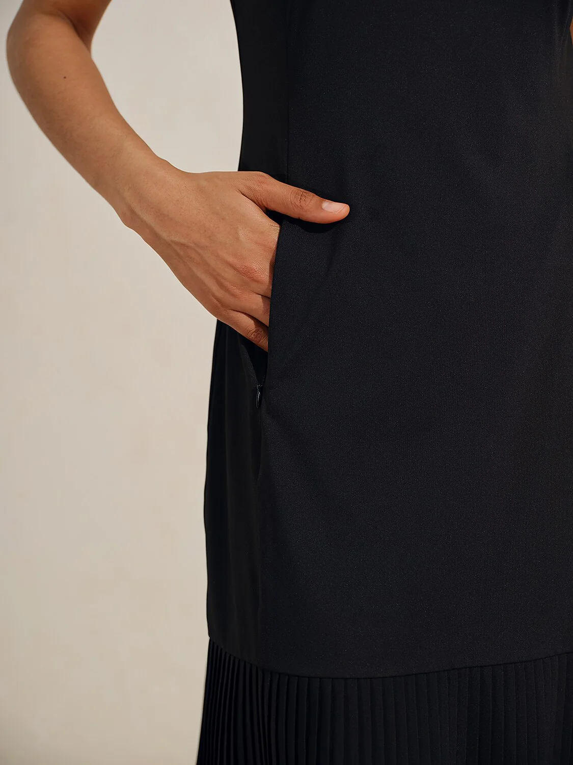 More Than Basic Pleated Sleeveless 38.5 Inch Dress - Image 4