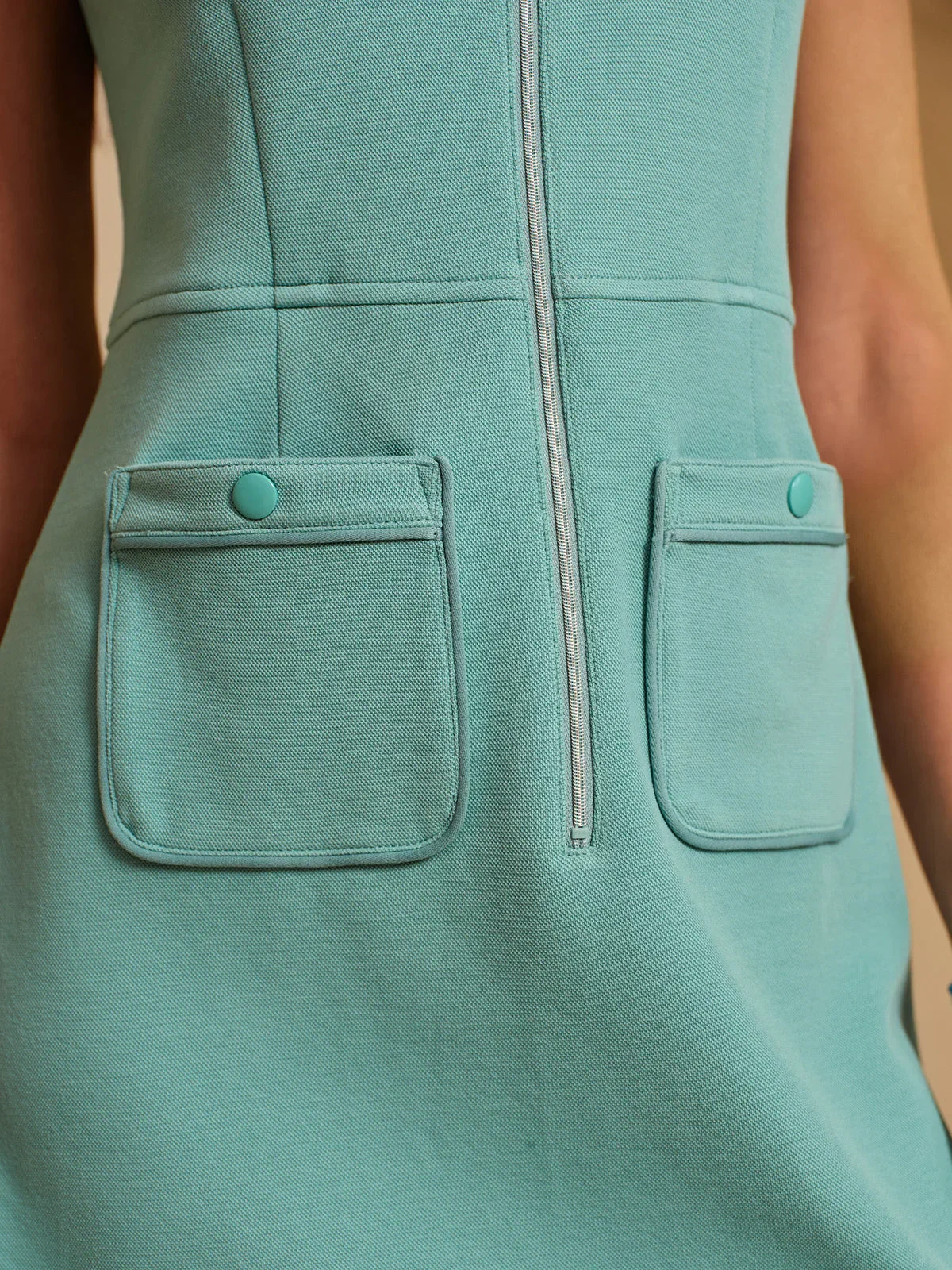 Crisp Couture Sleeveless Pique Pocket 34.5 Inch Dress - Image 4