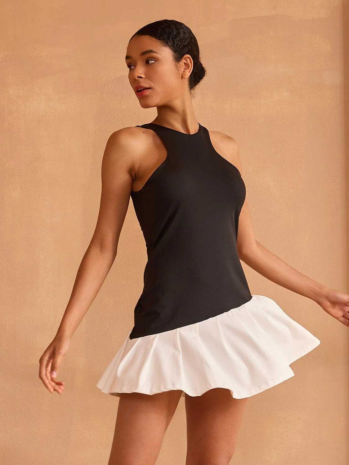 More Than Basic Sleeveless Racerback Ruffle 32.5 Inch Mini Dress