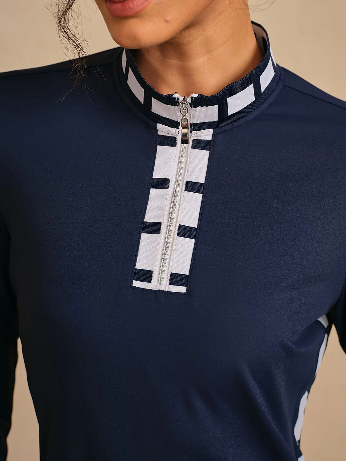 Navycore Long Sleeve Color Block Mesh 36.5 Inch Dress UPF50+ - Image 10