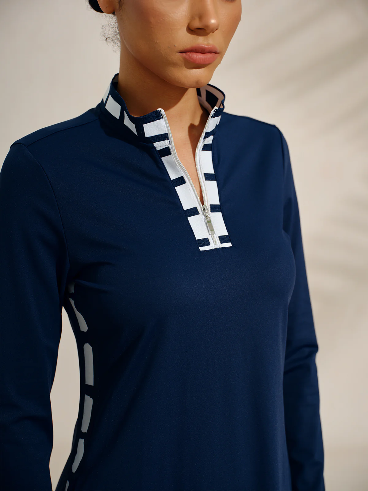 Navycore Long Sleeve Color Block Mesh 36.5 Inch Dress UPF50+ - Image 3