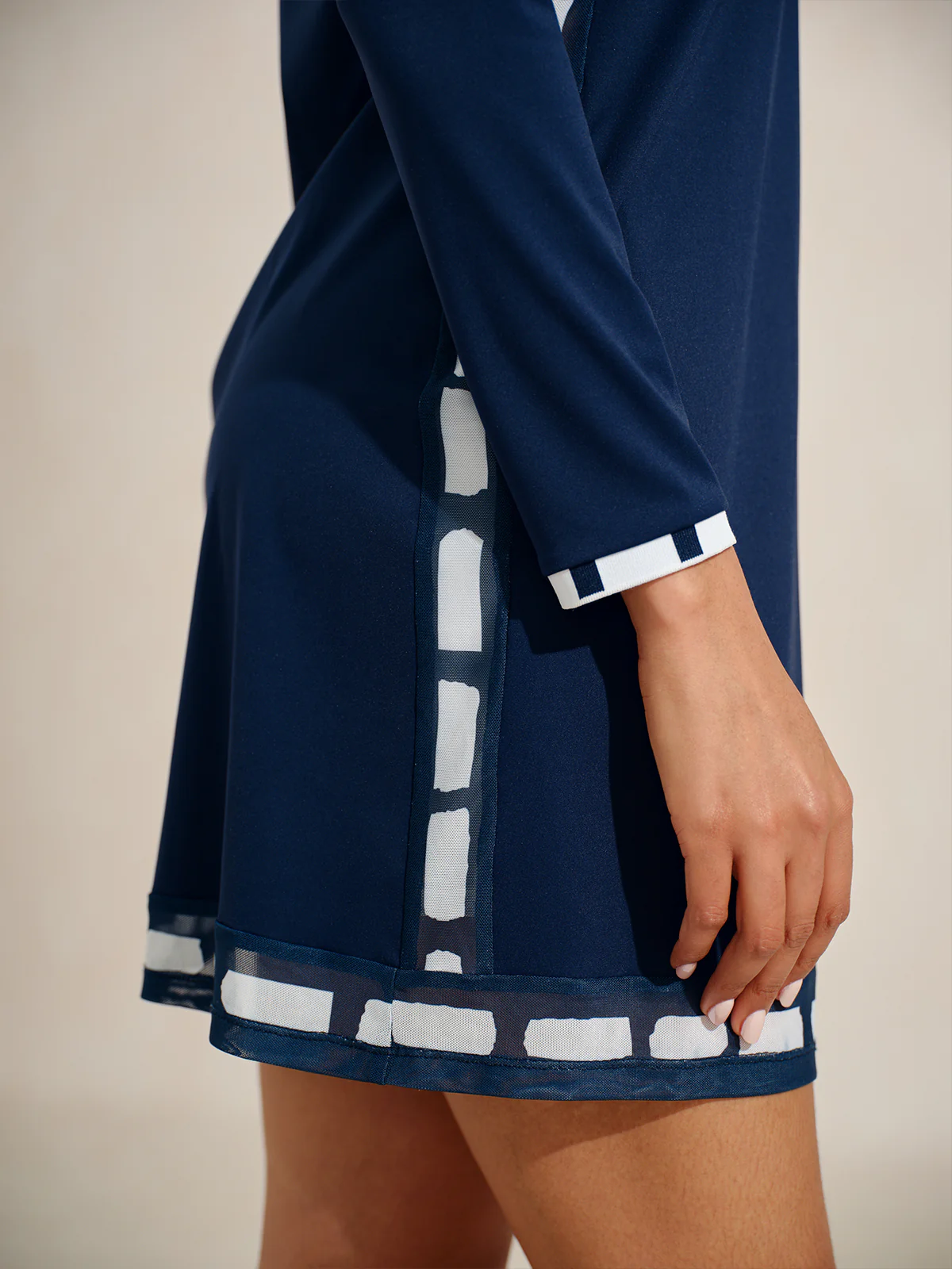 Navycore Long Sleeve Color Block Mesh 36.5 Inch Dress UPF50+ - Image 5
