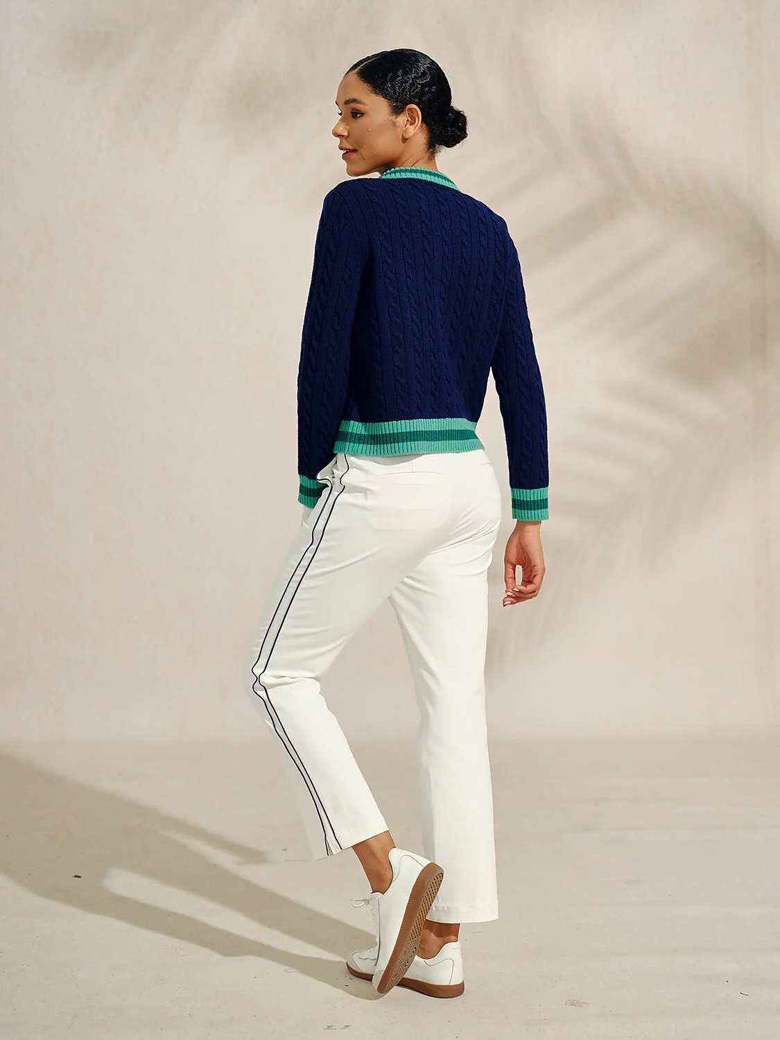 Navycore Colorblock Cable Knit Cardigan - Image 10