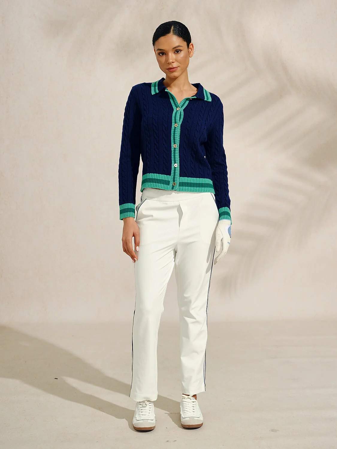 Navycore Colorblock Cable Knit Cardigan - Image 9