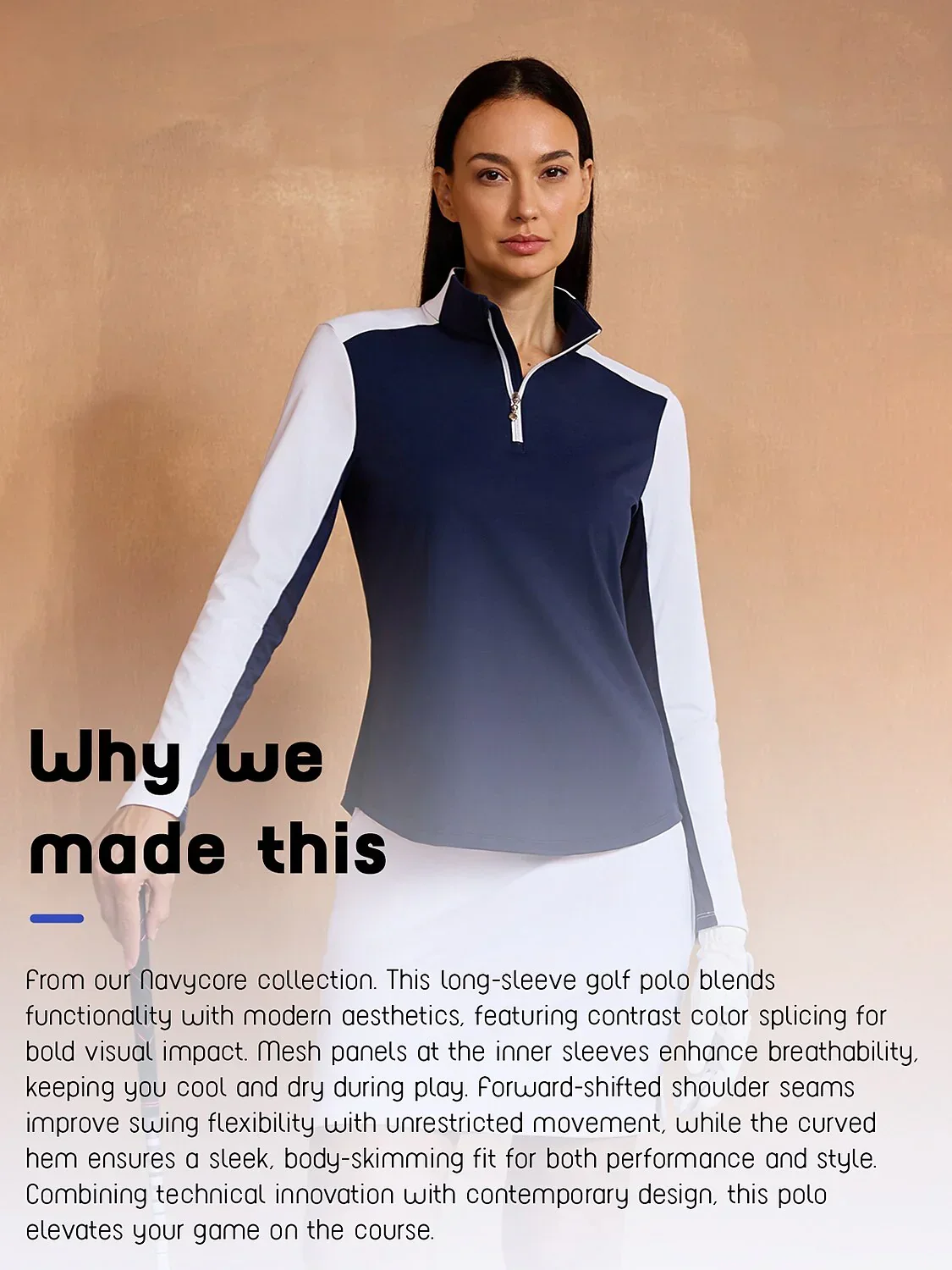 Navycore Long Sleeve Color Block Mesh Quarterzip UPF50+ - Image 14