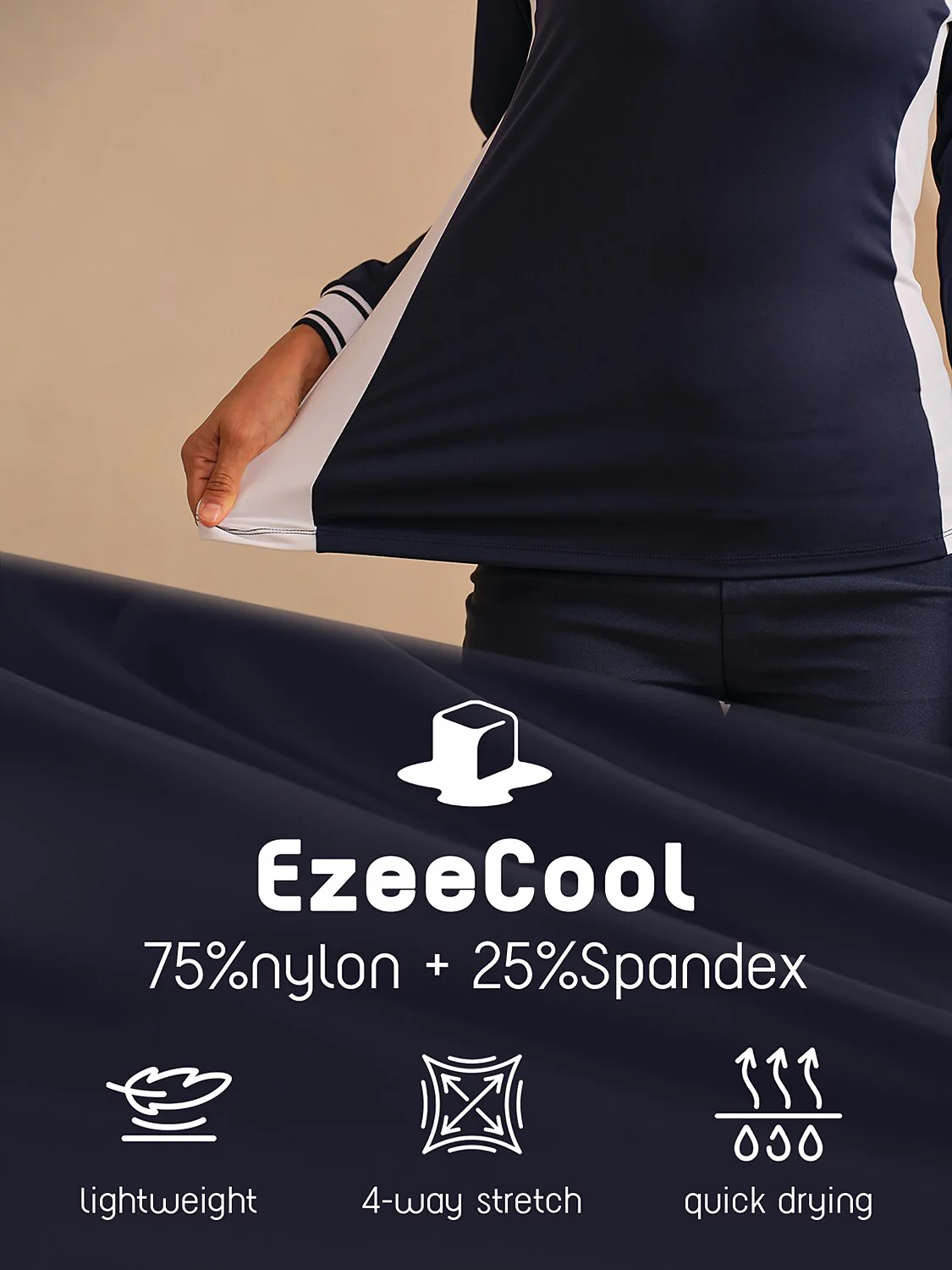 Navycore Long Sleeve Color Block Quarterzip UPF50+ - Image 4