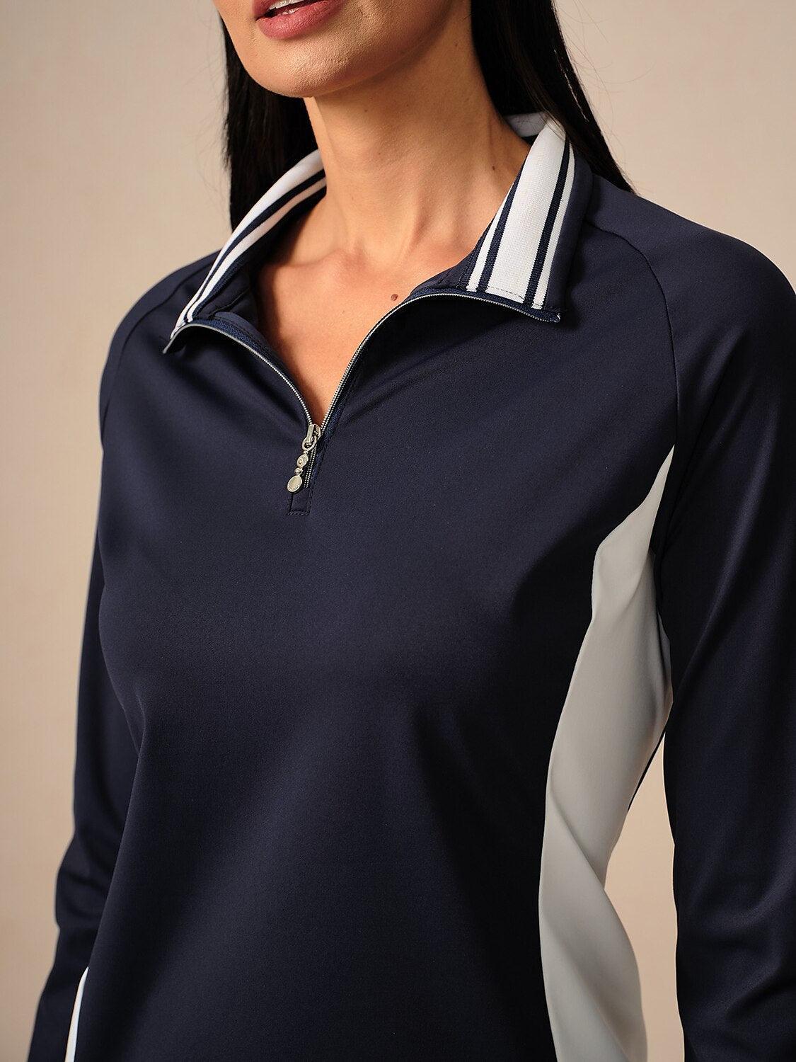Navycore Long Sleeve Color Block Quarterzip UPF50+ - Image 3