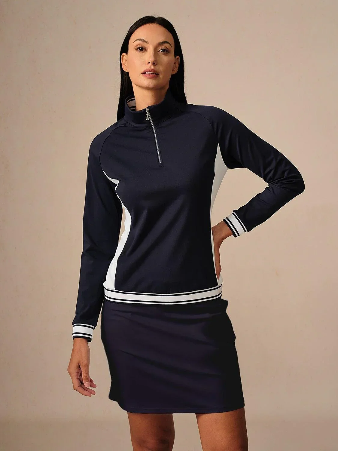 Navycore Long Sleeve Color Block Quarterzip UPF50+ - Image 8
