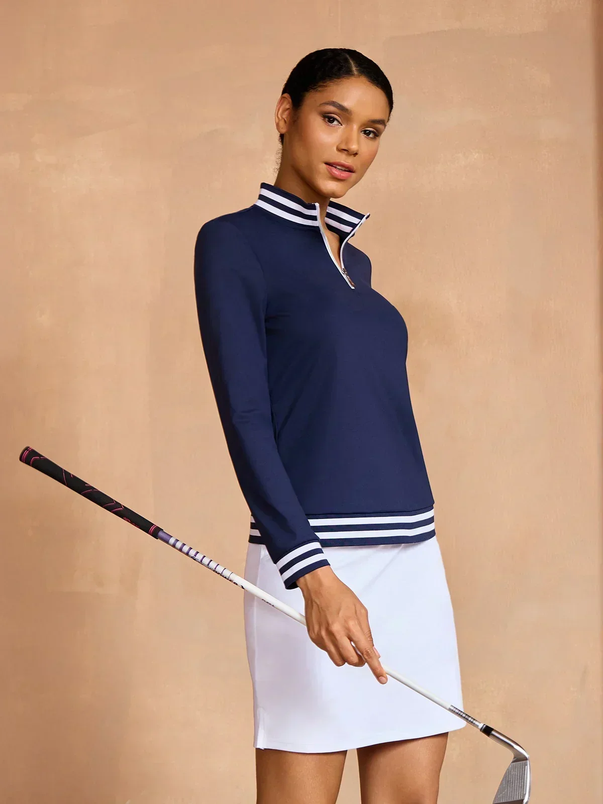 Navycore Long Sleeve Golf Shirt Quarterzip UPF50+ - Image 15