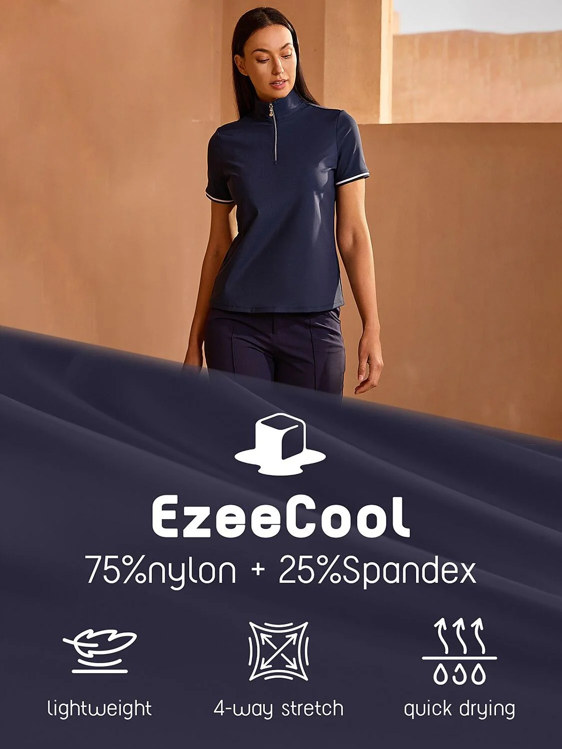 Navycore Short Sleeve Ribbed Collar Quarterzip UPF50+ - Image 19