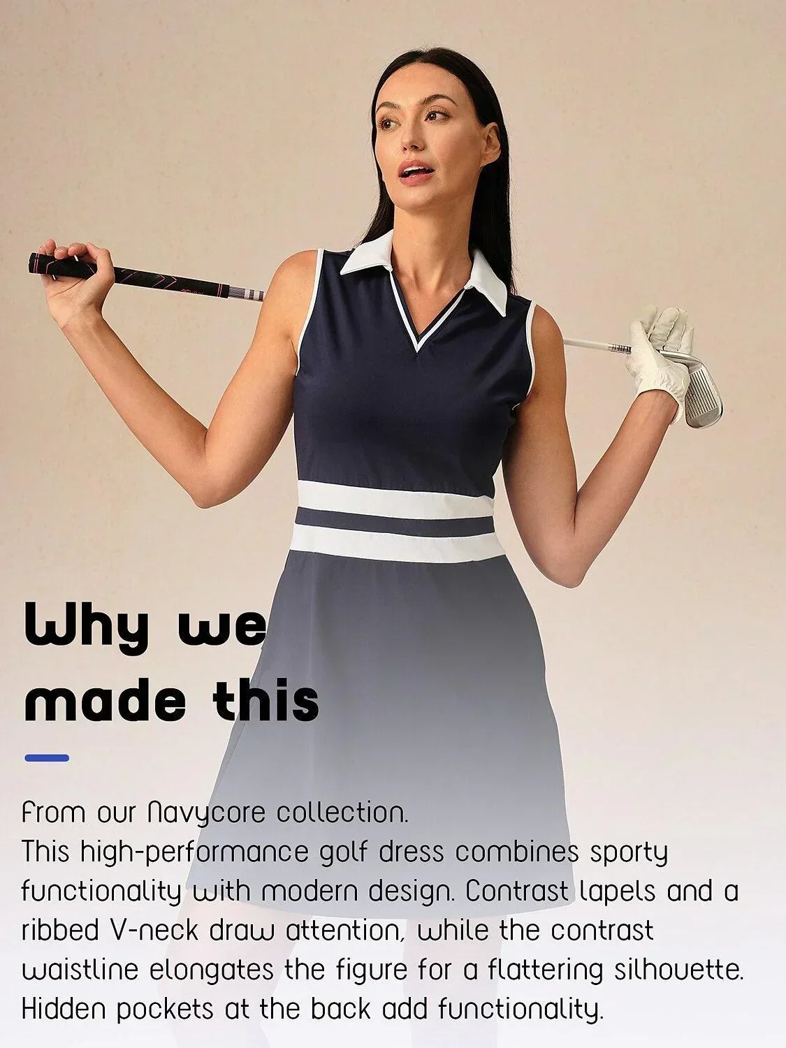 Navycore Sleeveless V-Neck Color Block 36.5 Inch Dress UPF50+ - Image 19