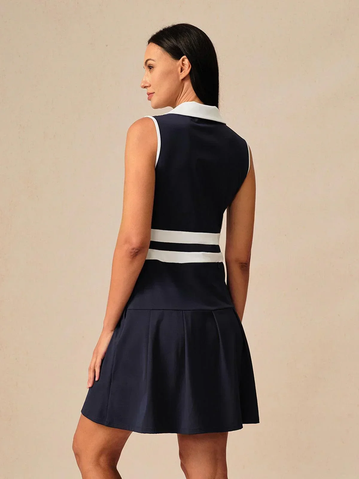 Navycore Sleeveless V-Neck Color Block 36.5 Inch Dress UPF50+ - Image 9