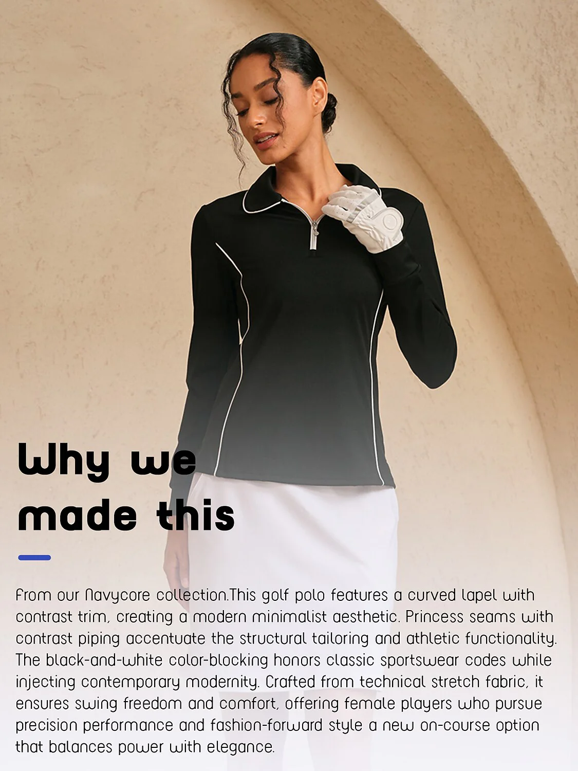 Navycore Trimmed Peter Pan Collar Golf Polo Shirt UPF50+ - Image 6
