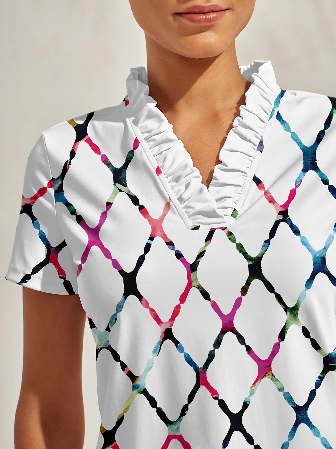 Not So Classic Ruffle V-Neck Polo Top UPF50+ - Image 3
