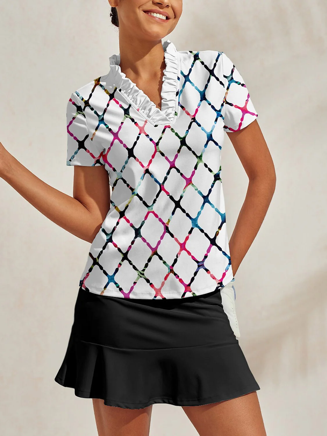 Not So Classic Ruffle V-Neck Polo Top UPF50+ - Image 7